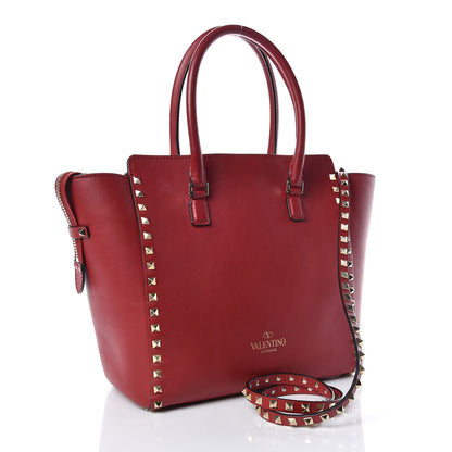 Valentino Garavani Vitello Rockstud Double Handle Tote Rosso Valentino 3 of 14