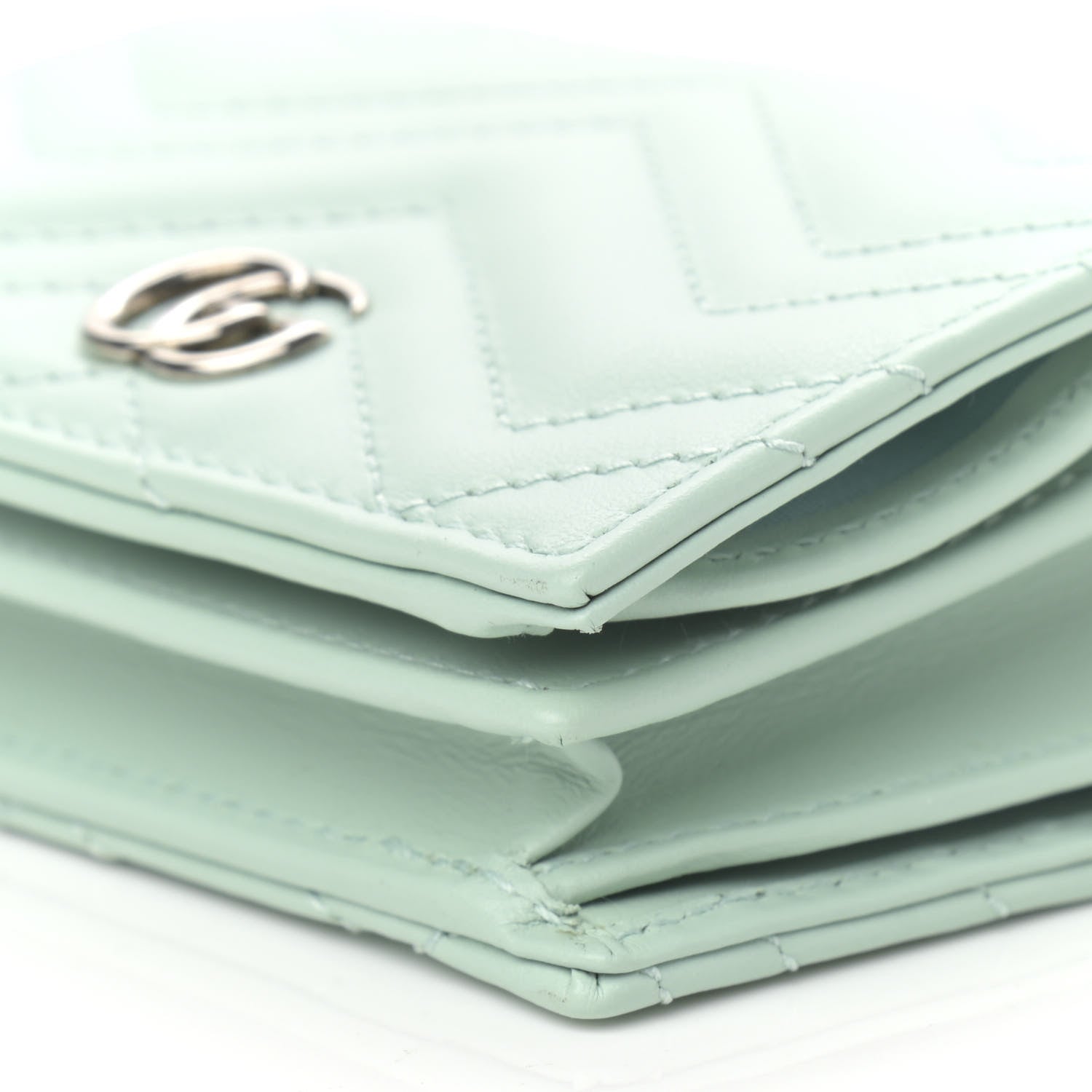 Gucci Calfskin Matelasse GG Marmont Mini Wallet On Chain Water Green 10 of 11