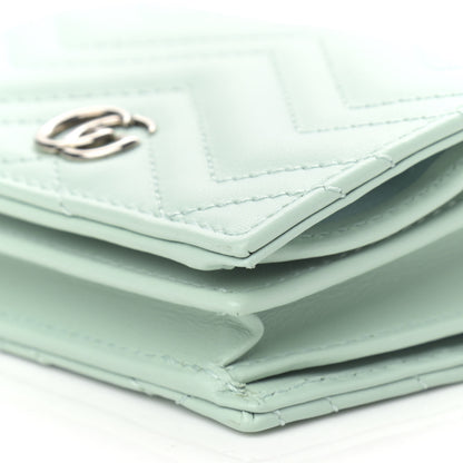 Gucci Calfskin Matelasse GG Marmont Mini Wallet On Chain Water Green 10 of 11