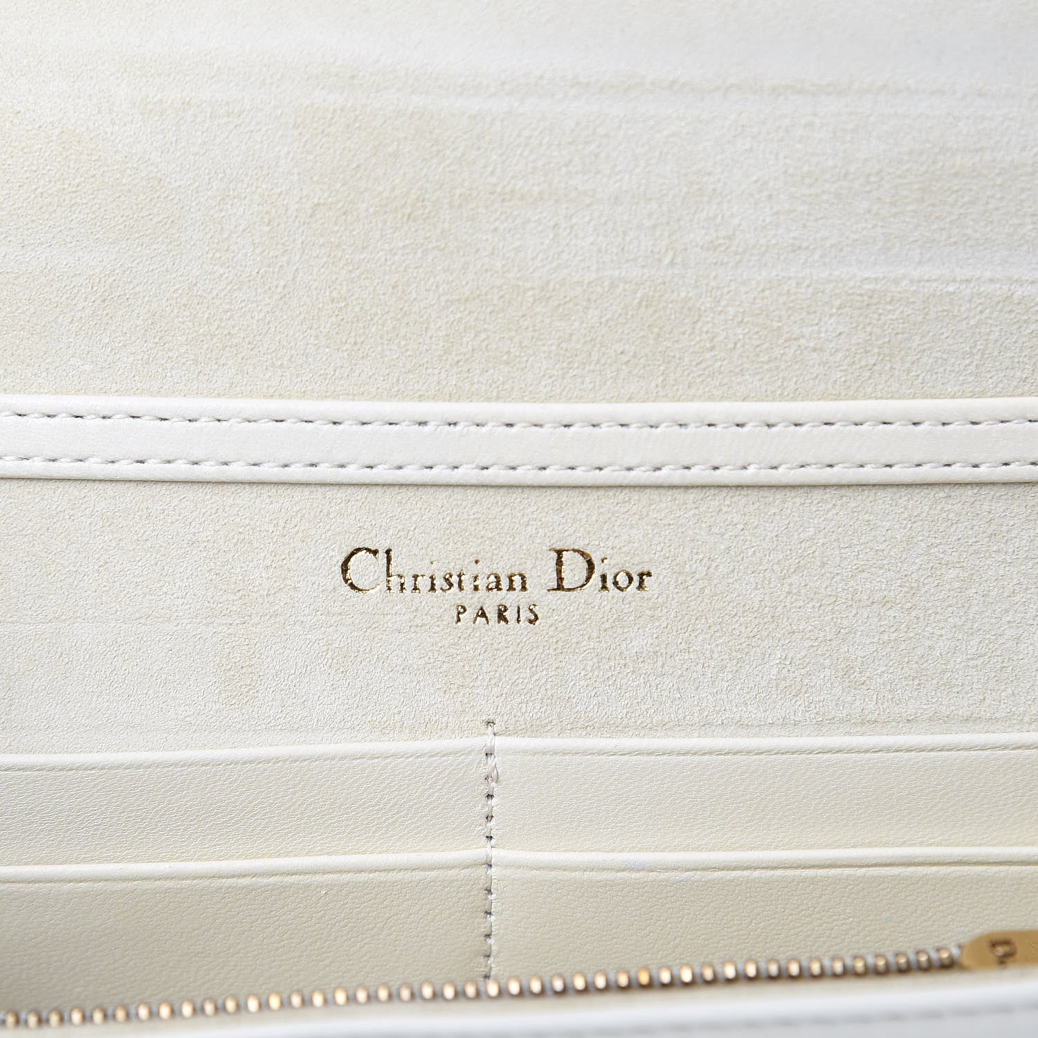 Christian Dior Calfskin Studded Diorama Wallet on Chain Pouch Off White 6 of 12