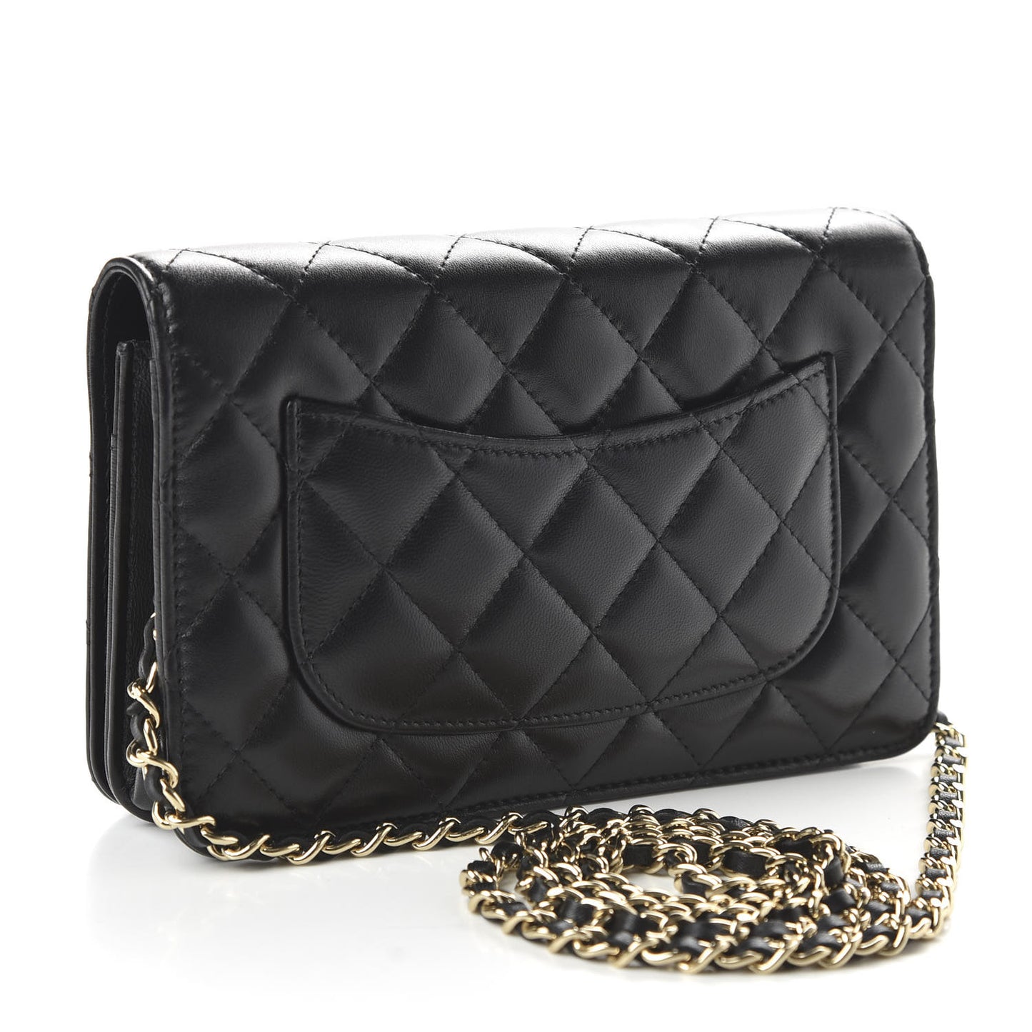 Calfskin Once Upon A Time Wallet on Chain WOC Black