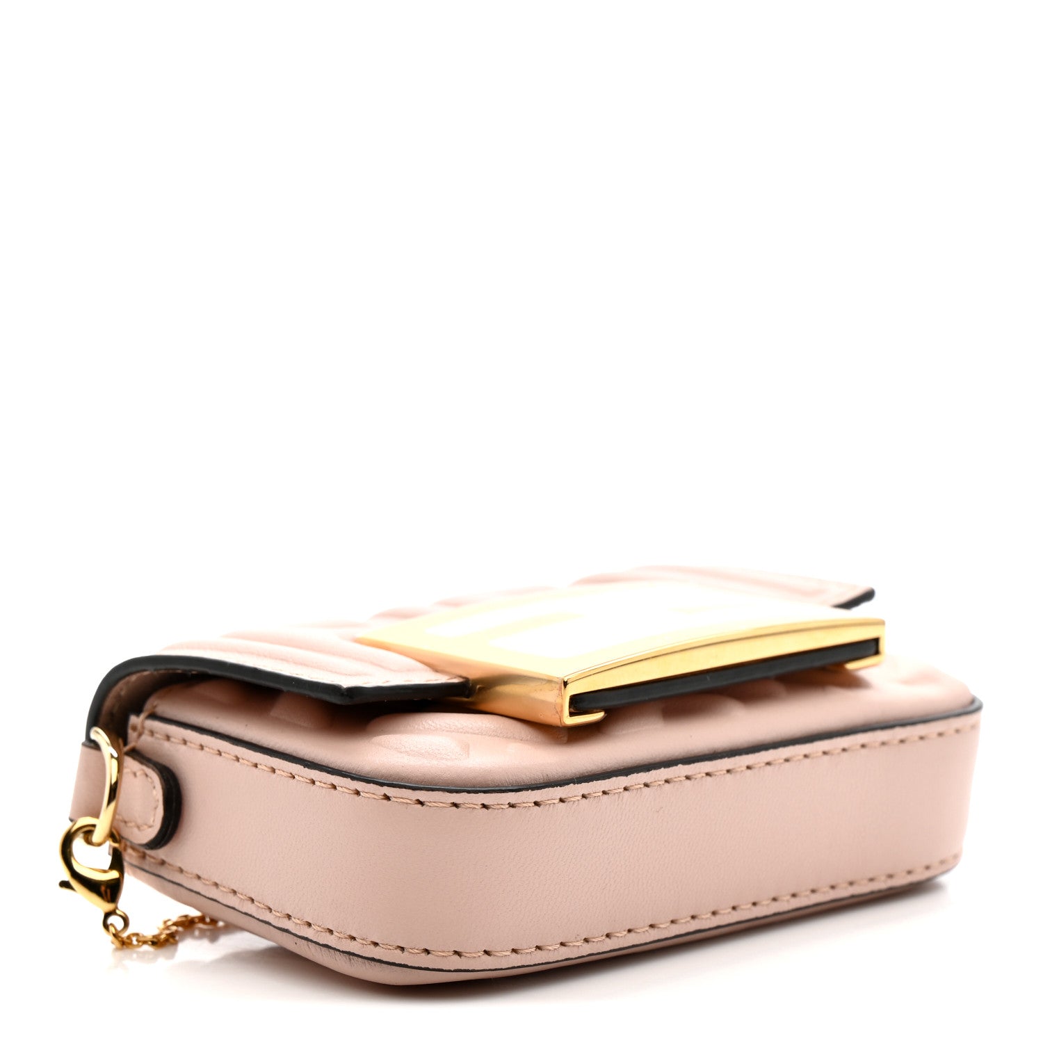 Fendi Nappa Matisse FF Embossed Nano Maxi Buckle Baguette Charm Rosa Quarzo 4 of 10