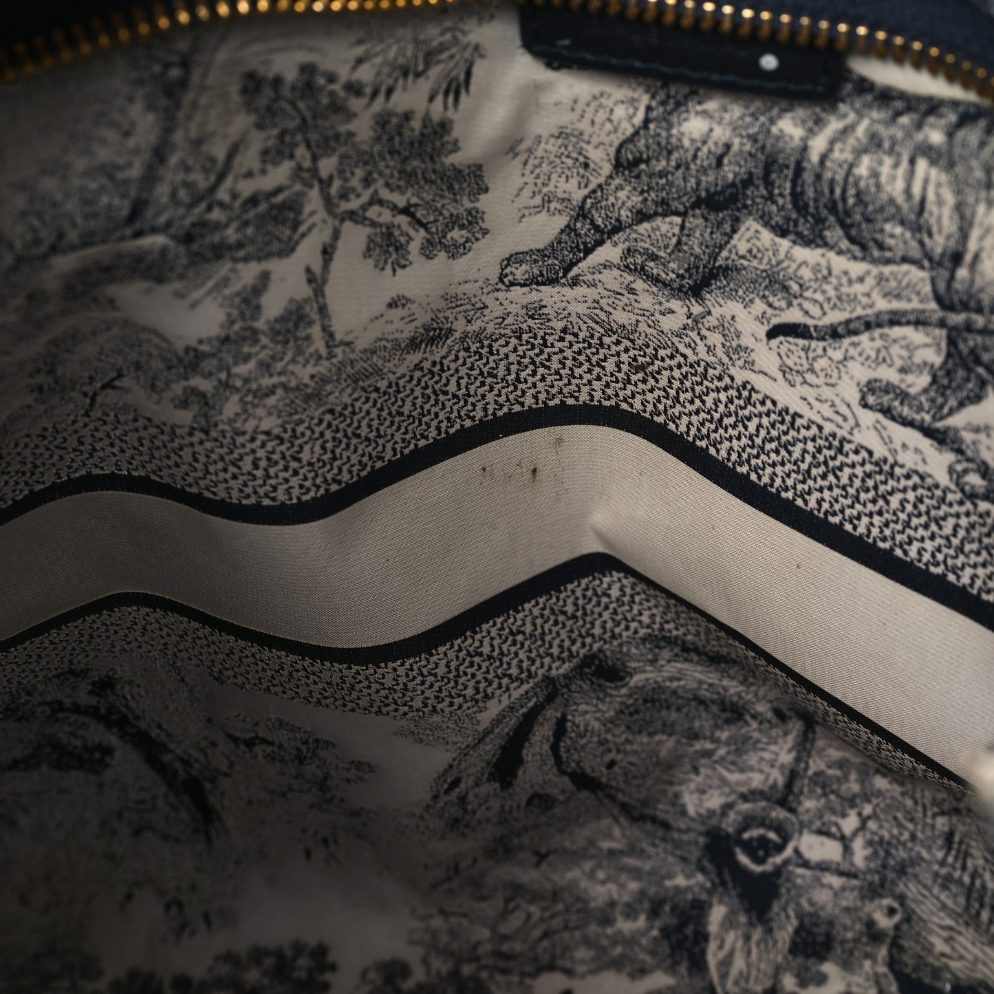 Technical Fabric Toile De Jouy Reverse Diortravel Zipped Pouch Blue Multicolor