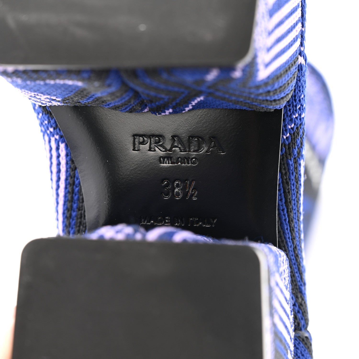 Prada Jacquard Knit Platform Ankle Boots 38.5 Bluette Glicine 8 of 12
