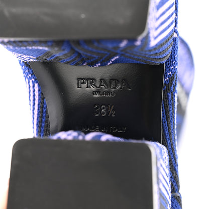 Prada Jacquard Knit Platform Ankle Boots 38.5 Bluette Glicine 8 of 12