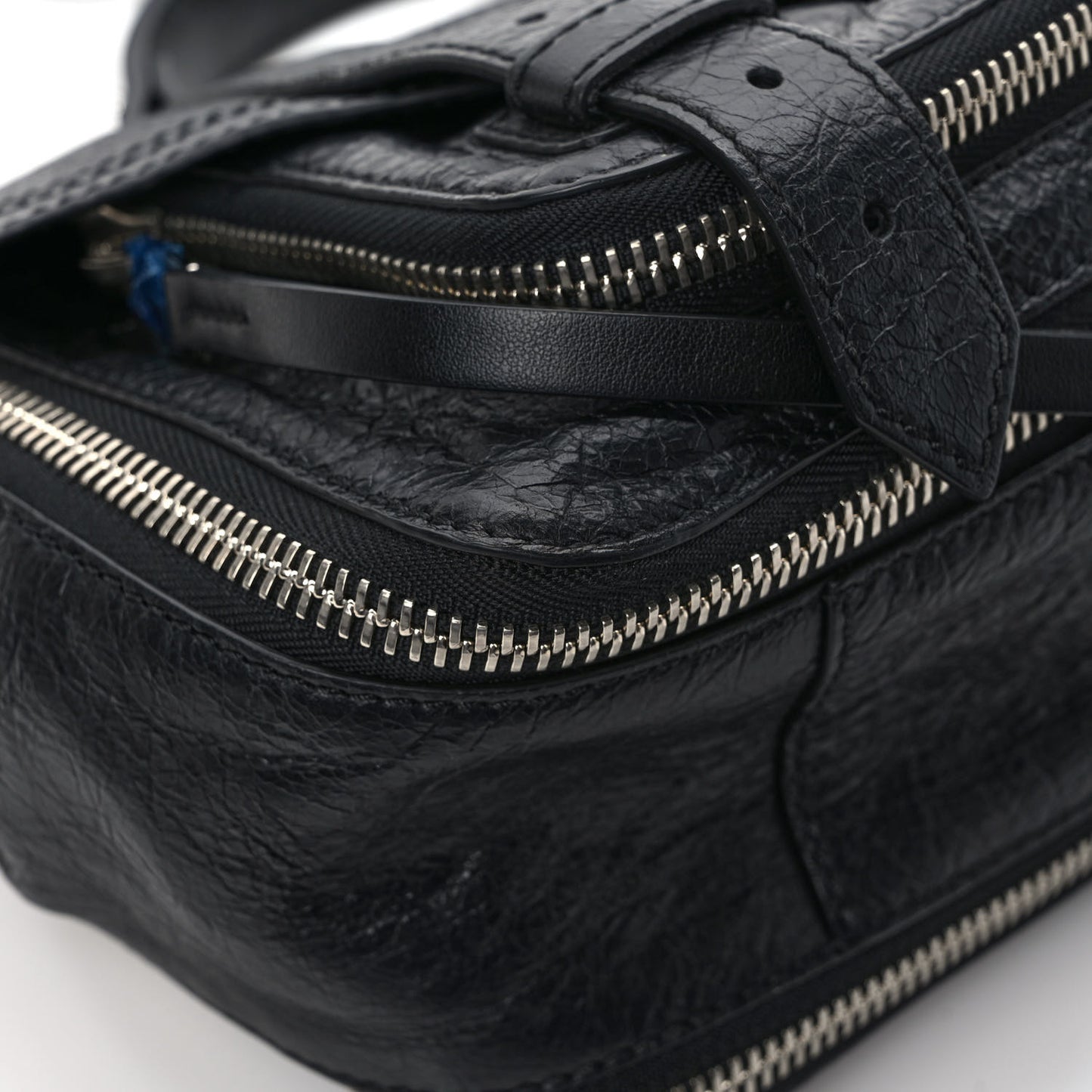 Crinkled Calfskin Tiny PS1 Satchel Black