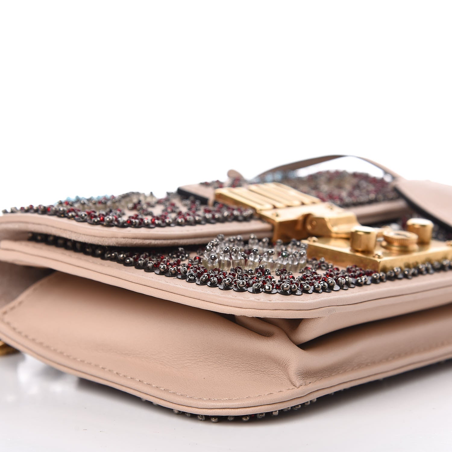 Christian Dior Calfskin Beaded Mini Dioraddict Flap Bag Beige 6 of 12