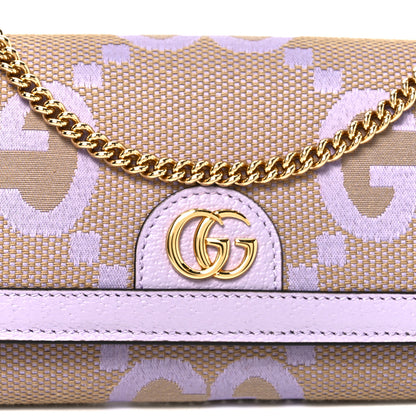Gucci Monogram Jumbo GG Textured Dollar Calfskin Ophidia Continental Wallet On Chain Beige Lapis 8 of 11
