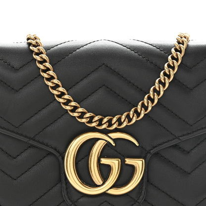 Gucci Calfskin Matelasse GG Marmont Chain Wallet Black 10 of 13