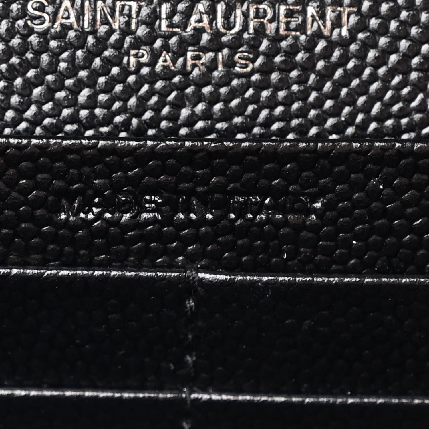 Saint Laurent Grain De Poudre Matelasse Chevron Monogram Monochrome Chain Wallet Black 7 of 11