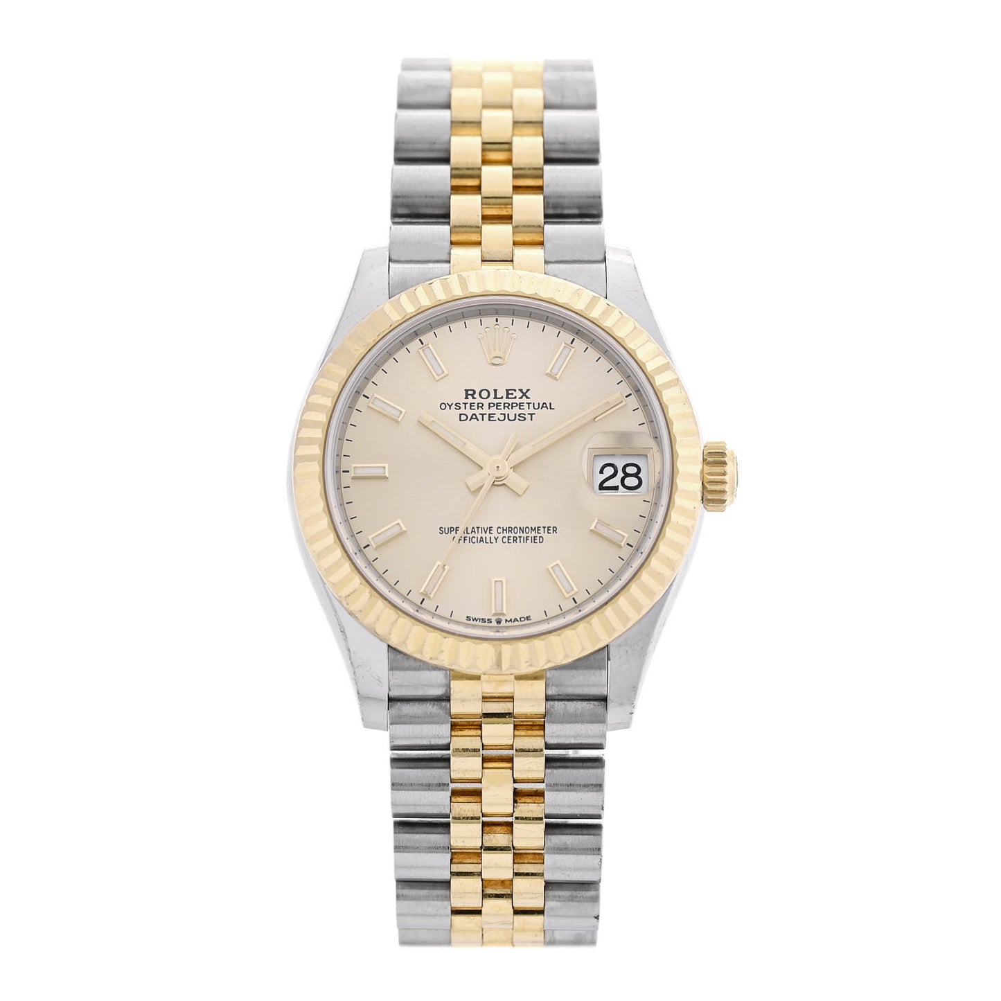 Stainless Steel 18K Yellow Gold 31mm Oyster Perpetual Datejust Watch Champagne 278273