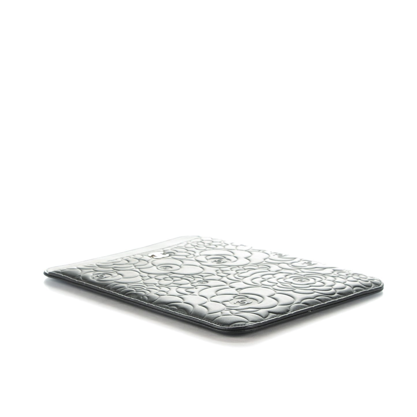 Lambskin Camellia Embossed iPad Case Black