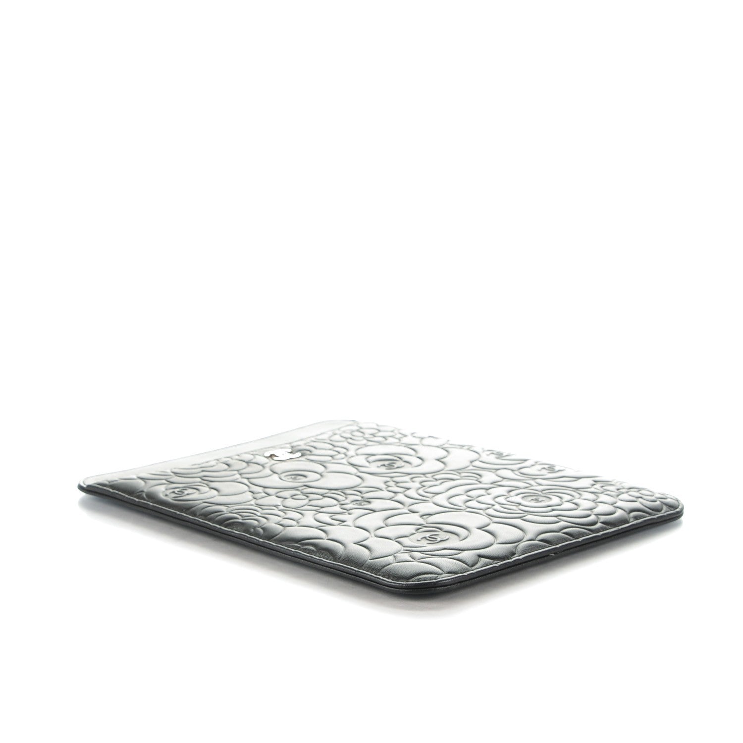 Chanel Lambskin Camellia Embossed iPad Case Black 5 of 9