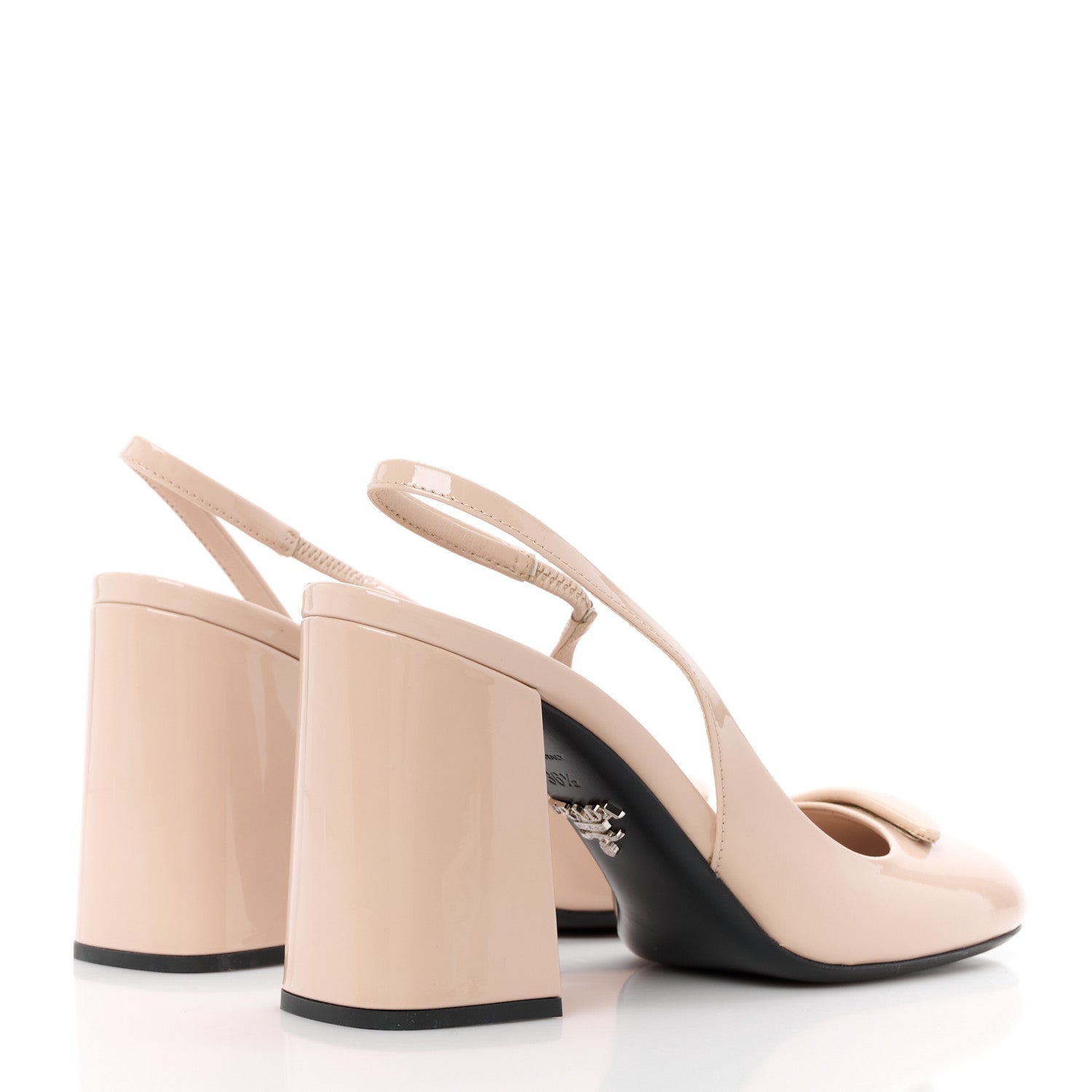 Prada Patent Triangle Logo Slingback Pumps 36.5 Cipria 4 of 9