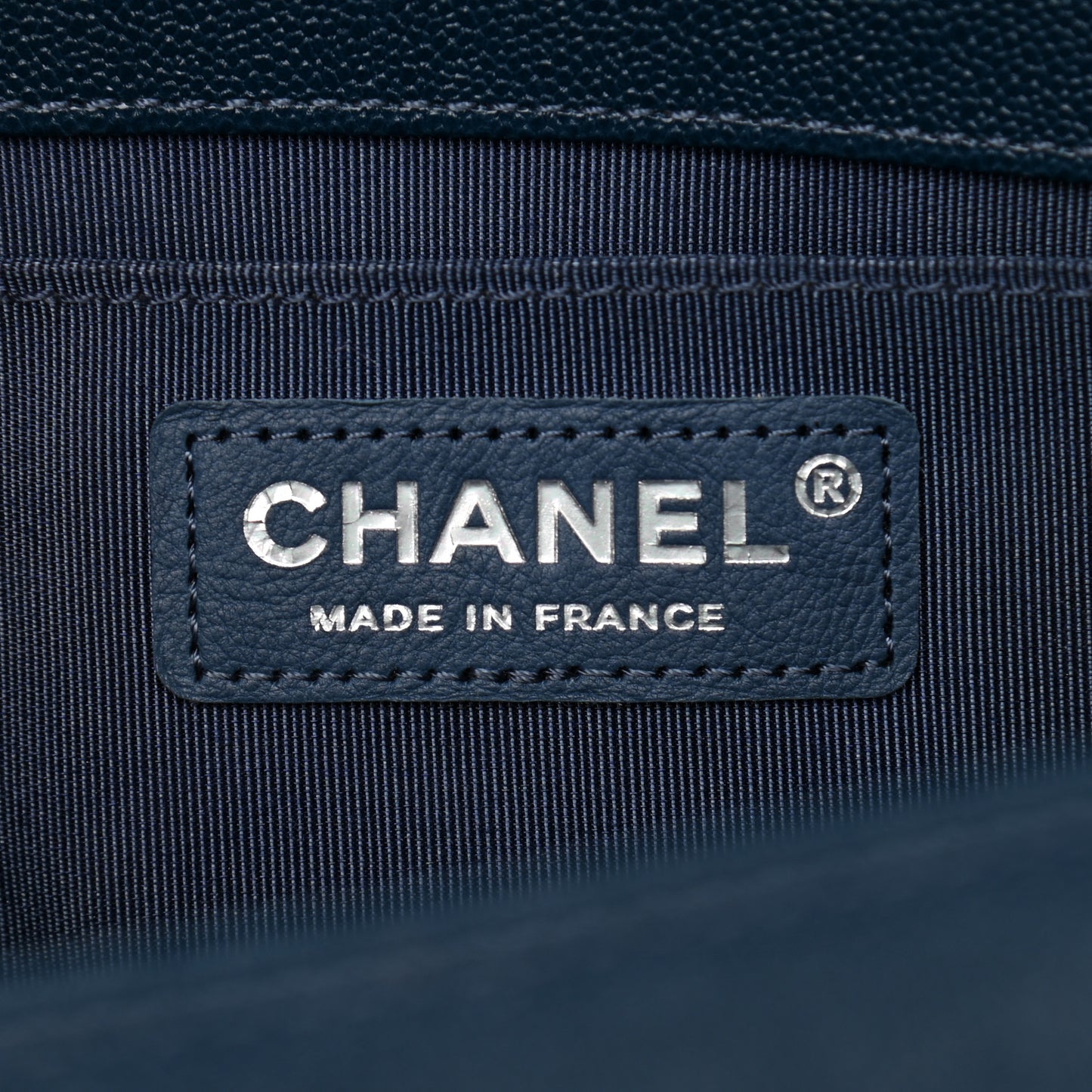 Caviar Quilted Medium Boy Flap Dark Blue