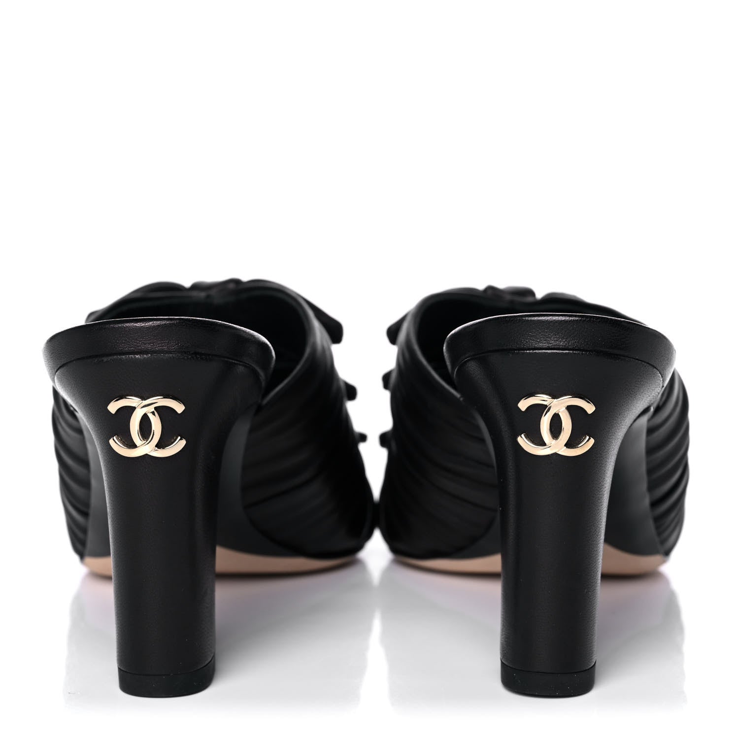 Chanel Calfskin Bows CC Mules 38 Black 5 of 10