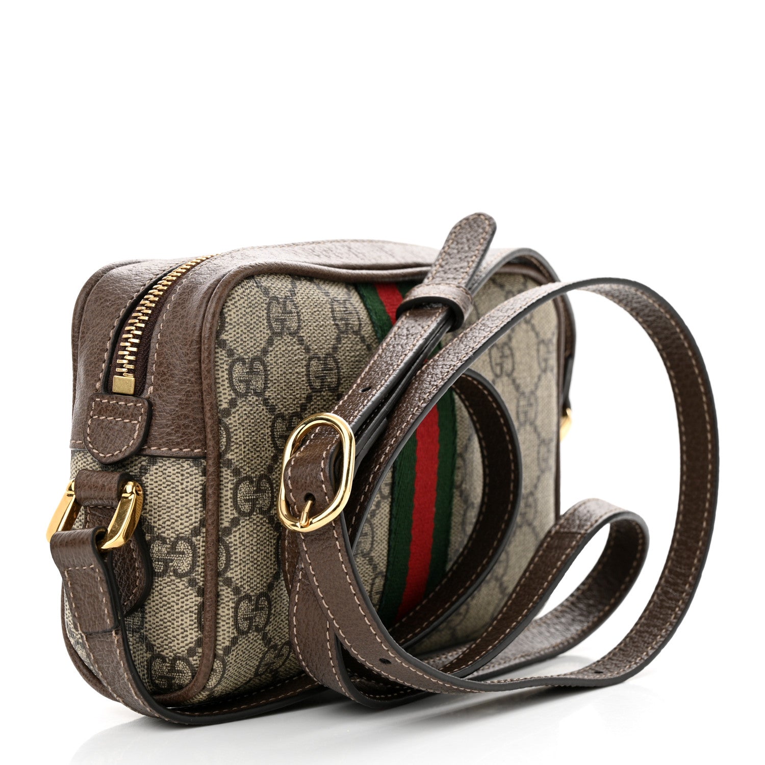 Gucci GG Supreme Monogram Web Mini Ophidia Shoulder Bag Brown 3 of 11