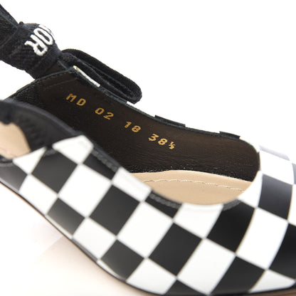Christian Dior Calfskin Ribbon Checker Print J'Adior Slingback 65mm Pumps 38.5 Black White 8 of 11