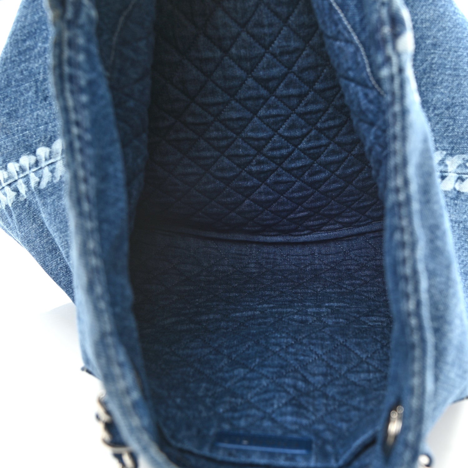 Chanel Denim Printed Shopping Bag Blue 5 of 10