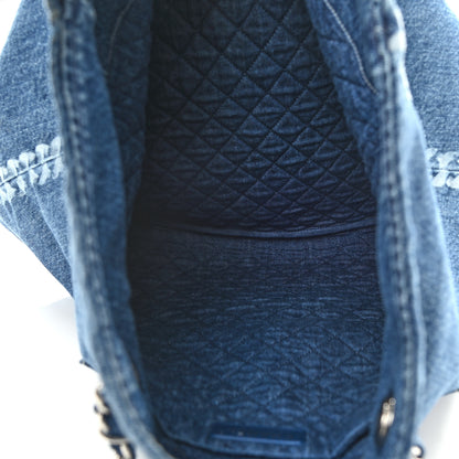 Chanel Denim Printed Shopping Bag Blue 5 of 10