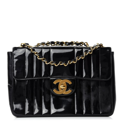 Chanel Patent Vertical Quilted Jumbo Single Flap Black 1 of 17