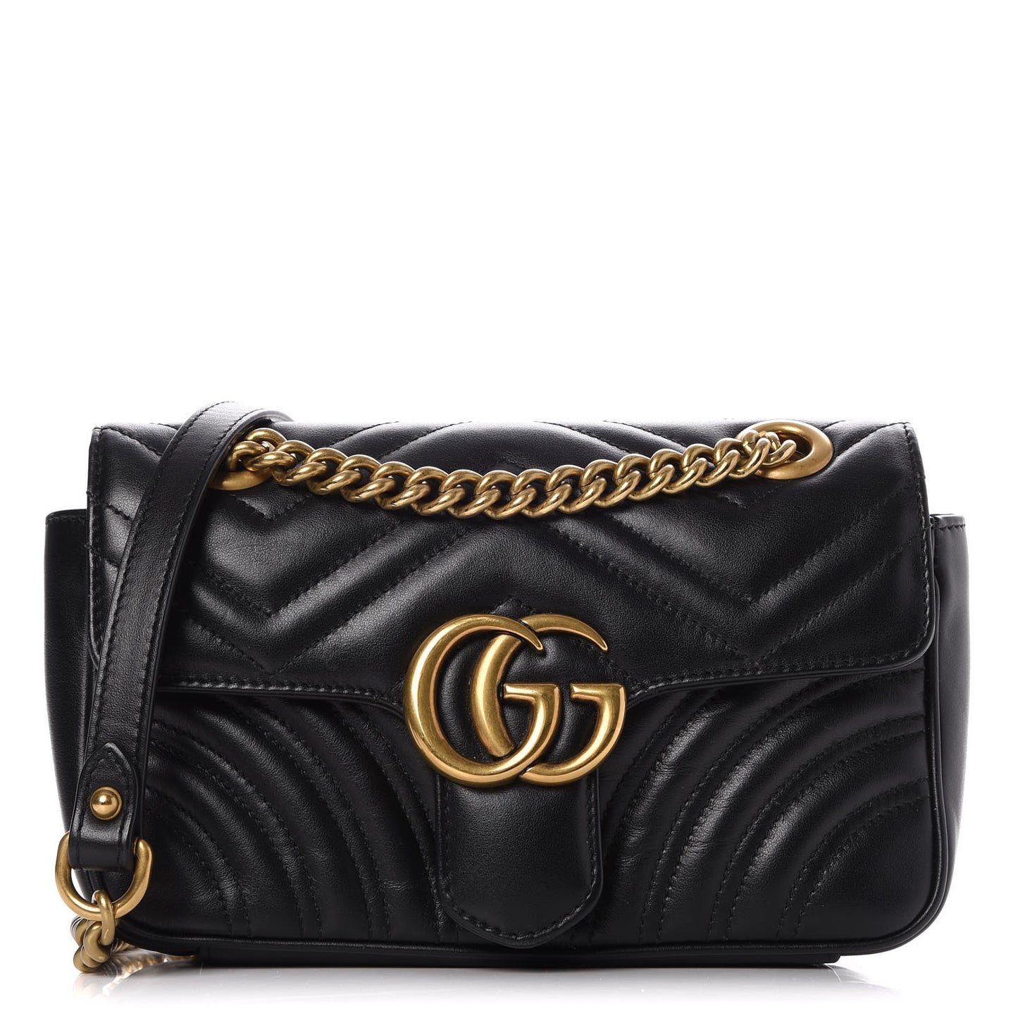 Calfskin Matelasse Mini GG Marmont Shoulder Bag Black