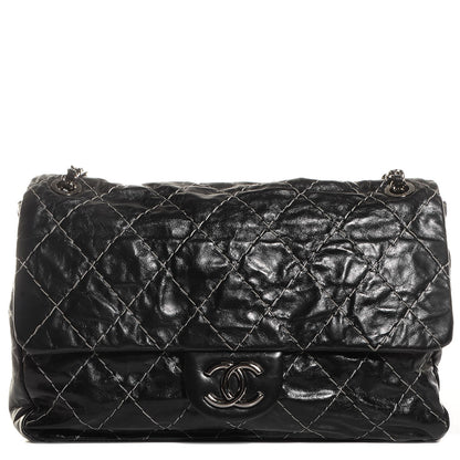 Chanel Glazed Goatskin Double Stitch Maxi Flap Black 1 of 7