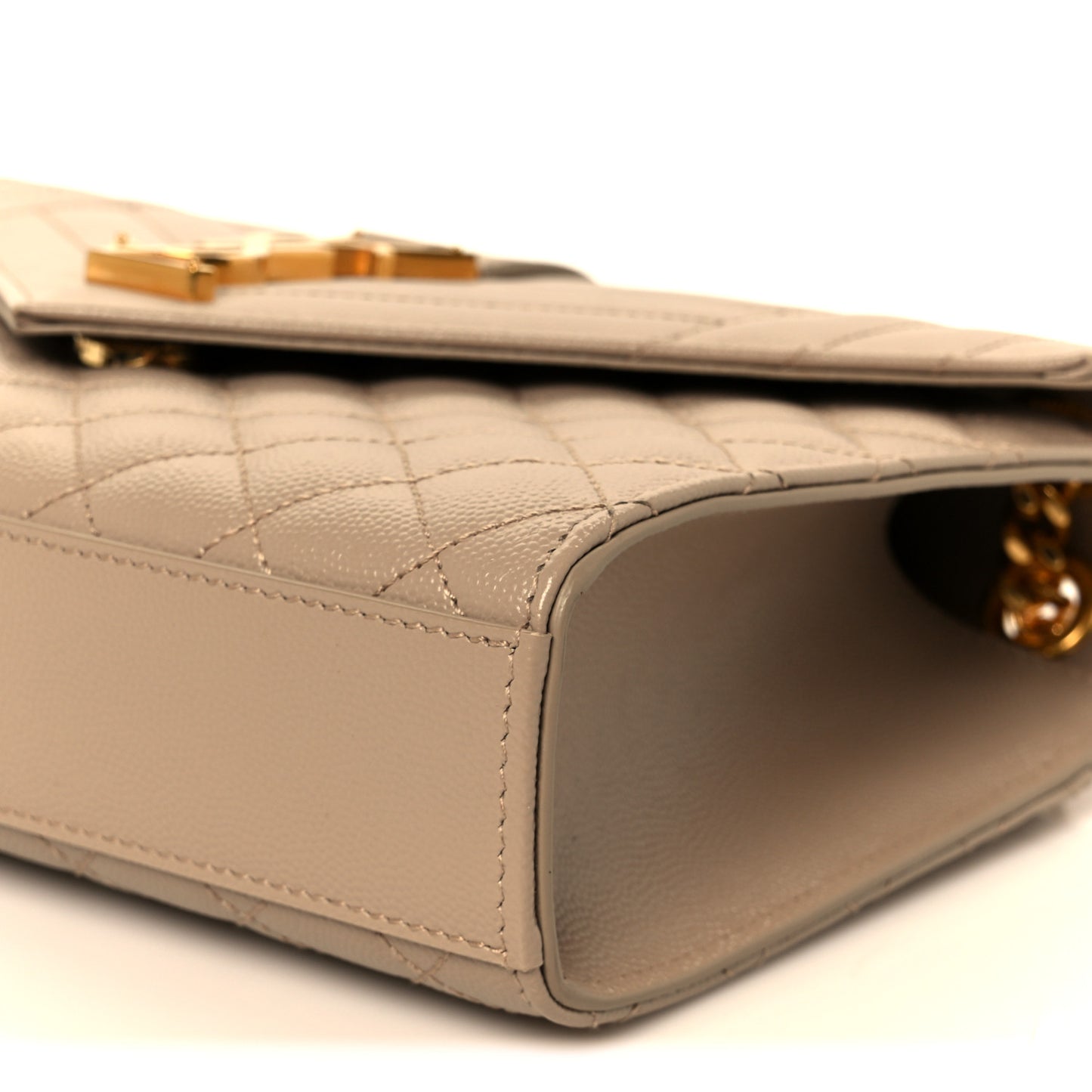 Grain De Poudre Textured Mixed Matelasse Medium Triquilt Monogram Satchel Dark Latte