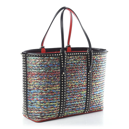 Christian Louboutin Calfskin Metallic Straw Spikes East West Cabata Tote Multicolor 3 of 9