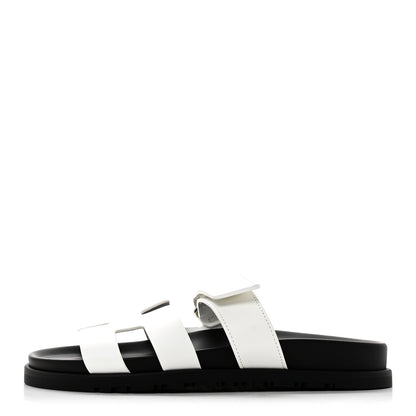 Hermes Calfskin Womens Chypre Sandals 37 White 1 of 9