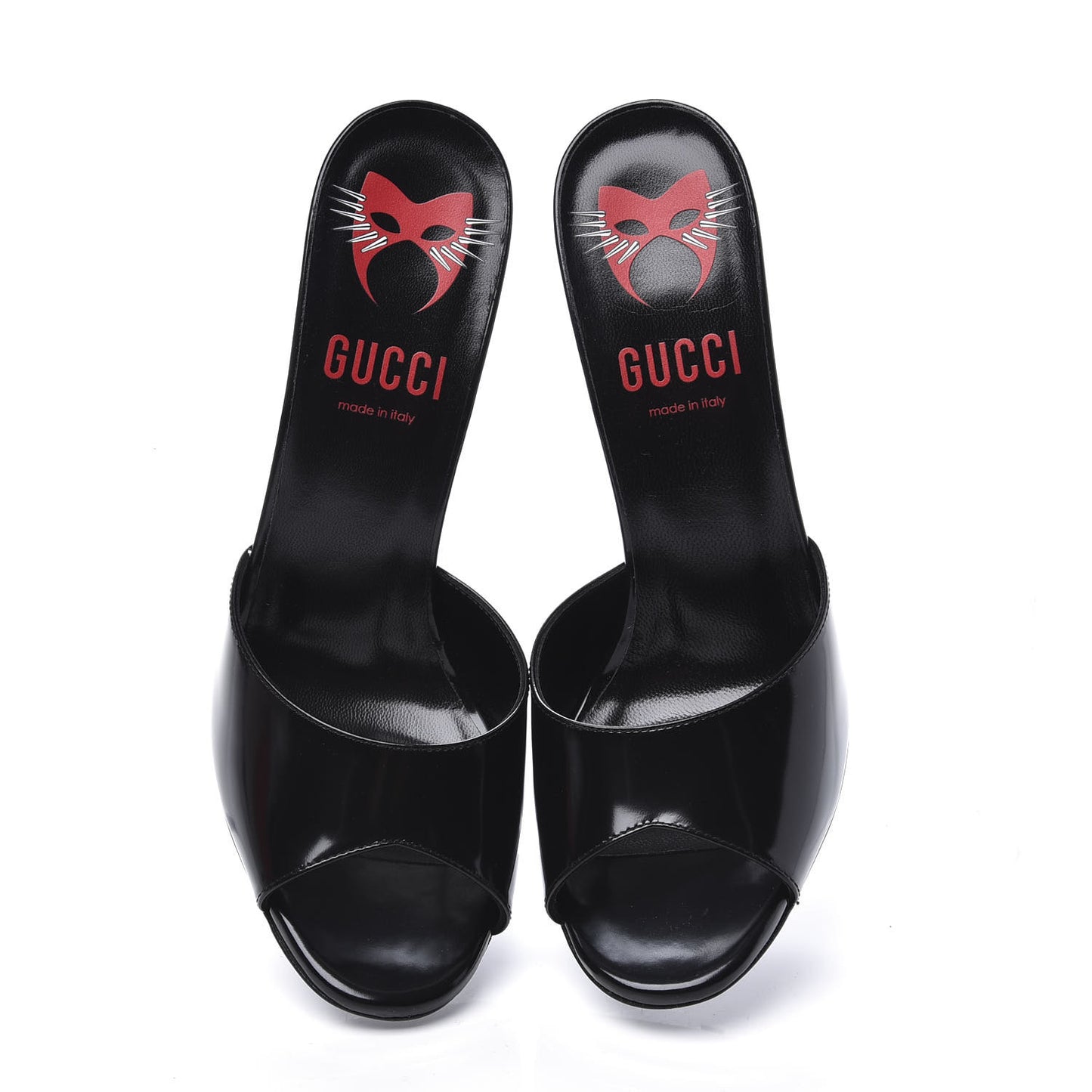 Polished Calfskin Scarlet High Heel Slide Sandals 39 Black