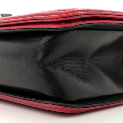 Chanel Lambskin Quilted Medium Boy Flap Black Red 10 of 14