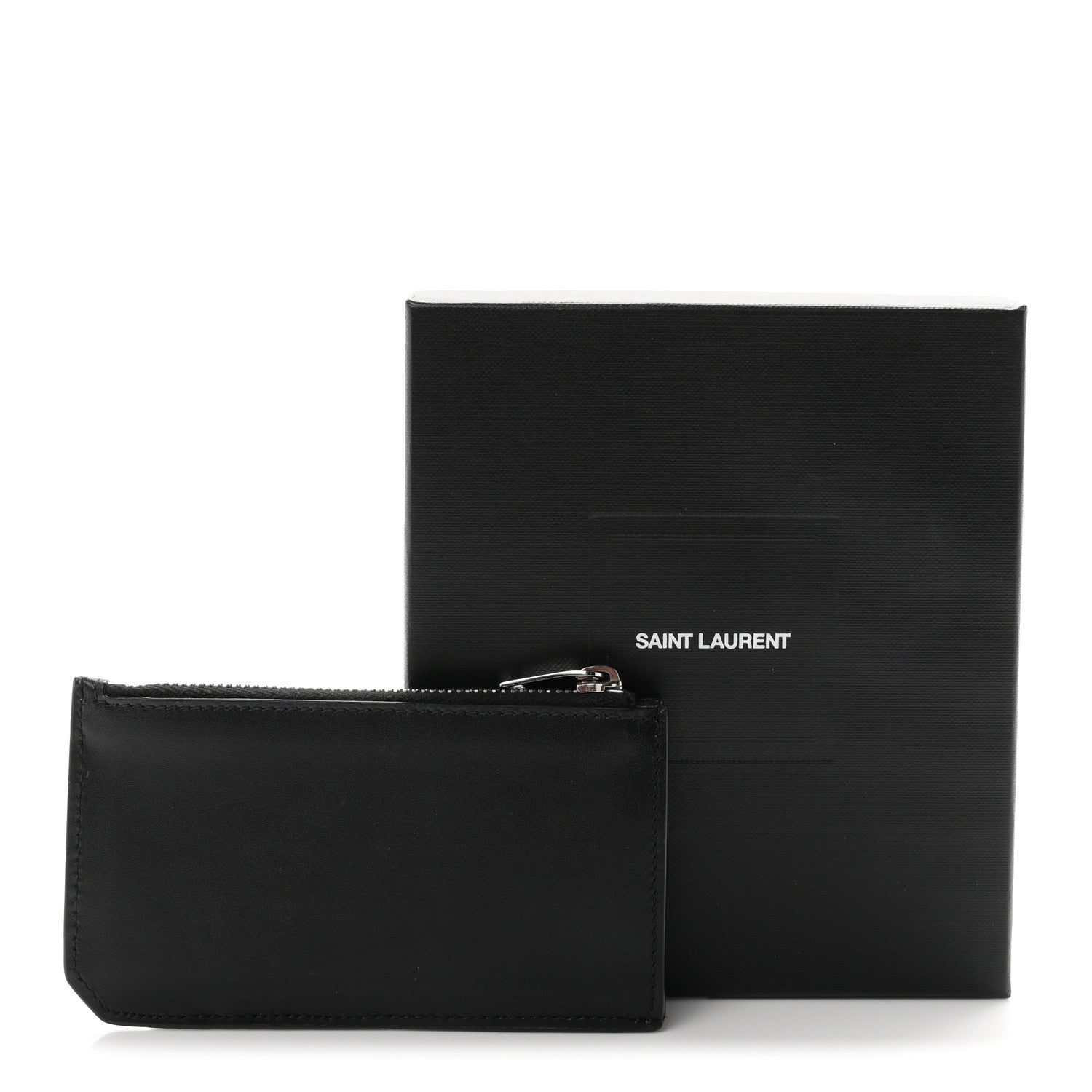 Saint Laurent Calfskin 5 Fragments Zip Pouch Card Holder Black 8 of 8