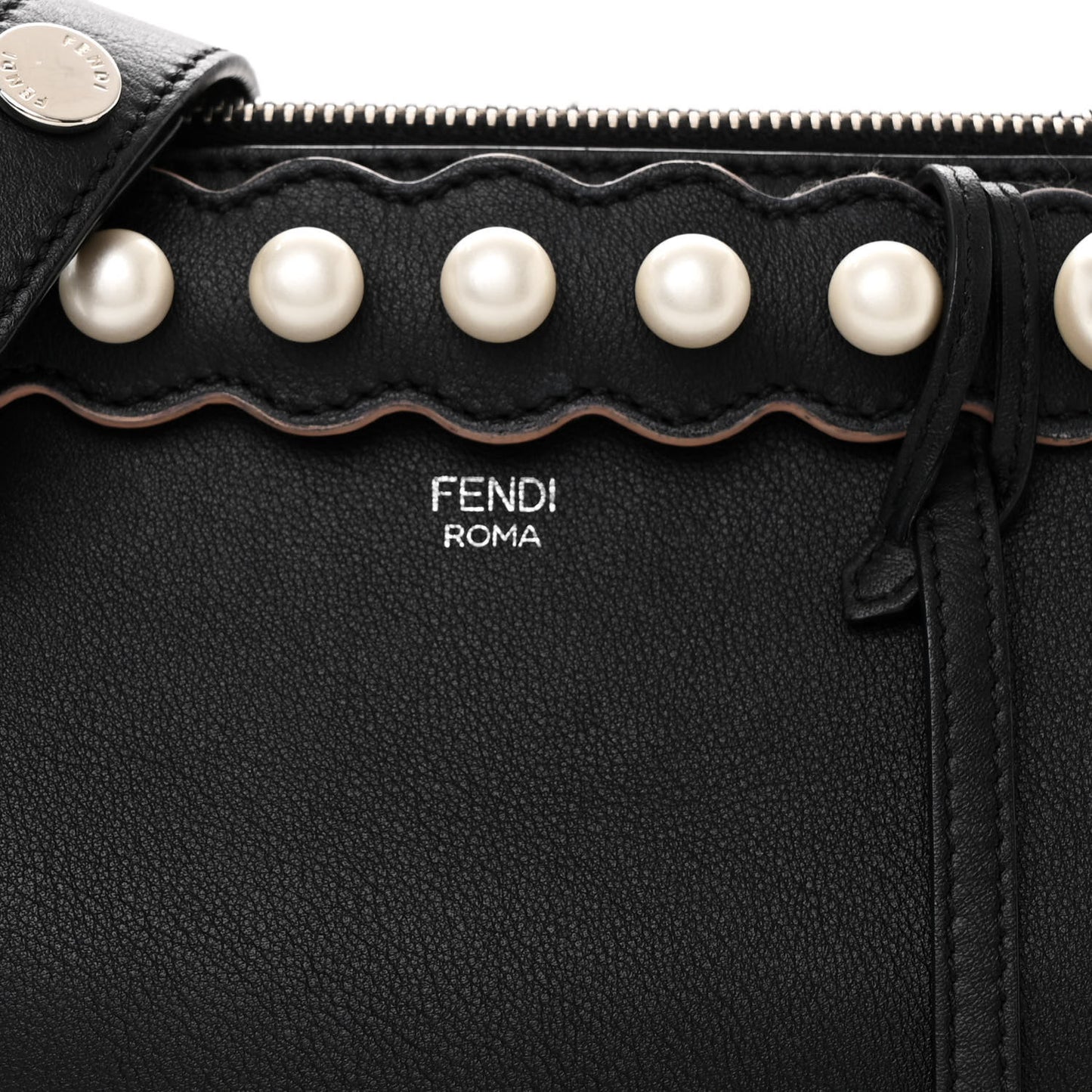 Vitello Dolce Scalloped Pearl Studded Medium By The Way Boston Bag Black