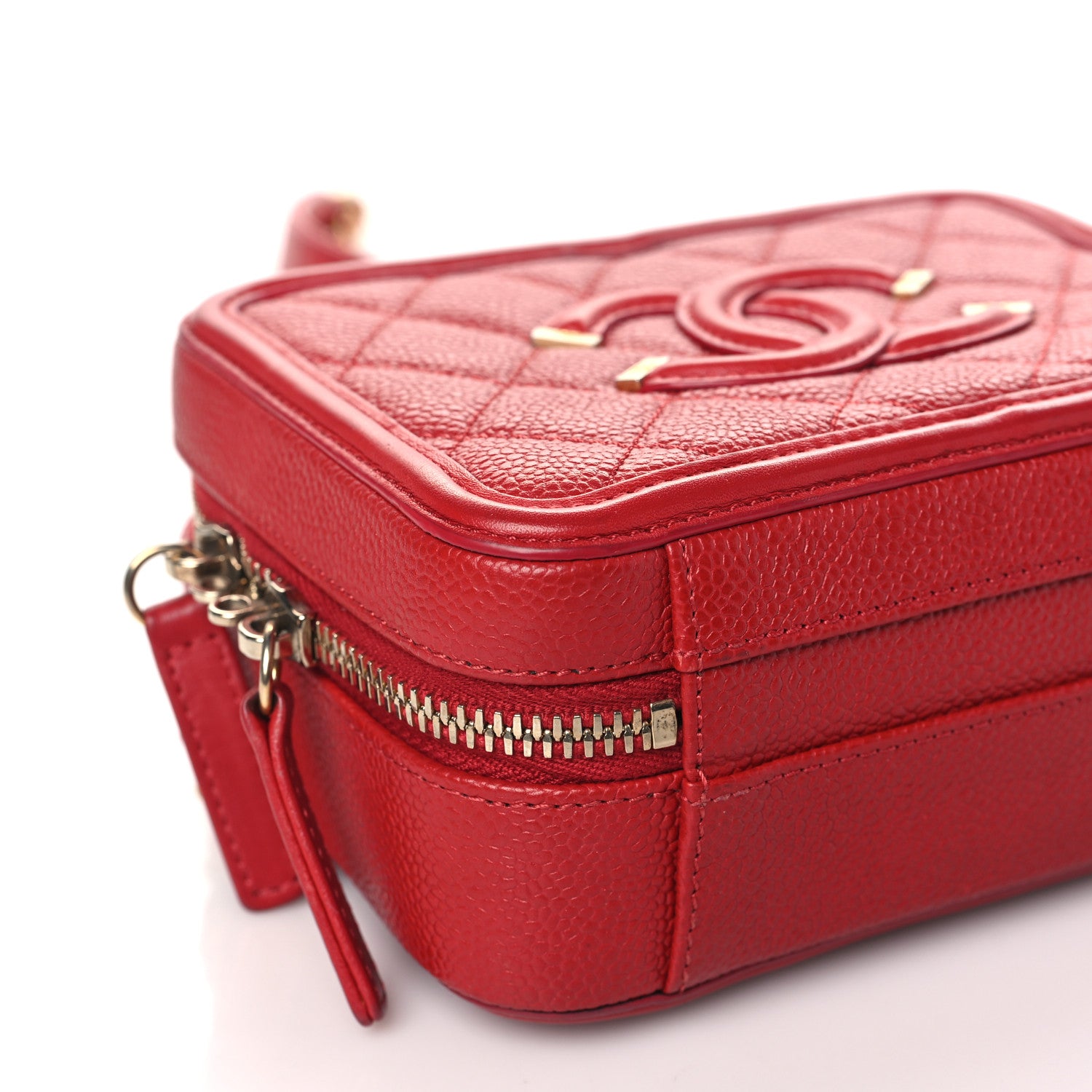 Chanel Caviar Quilted Small CC Filigree Vanity Case Red 9 of 12