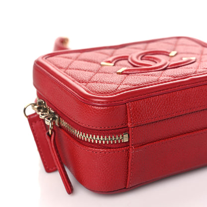 Chanel Caviar Quilted Small CC Filigree Vanity Case Red 9 of 12