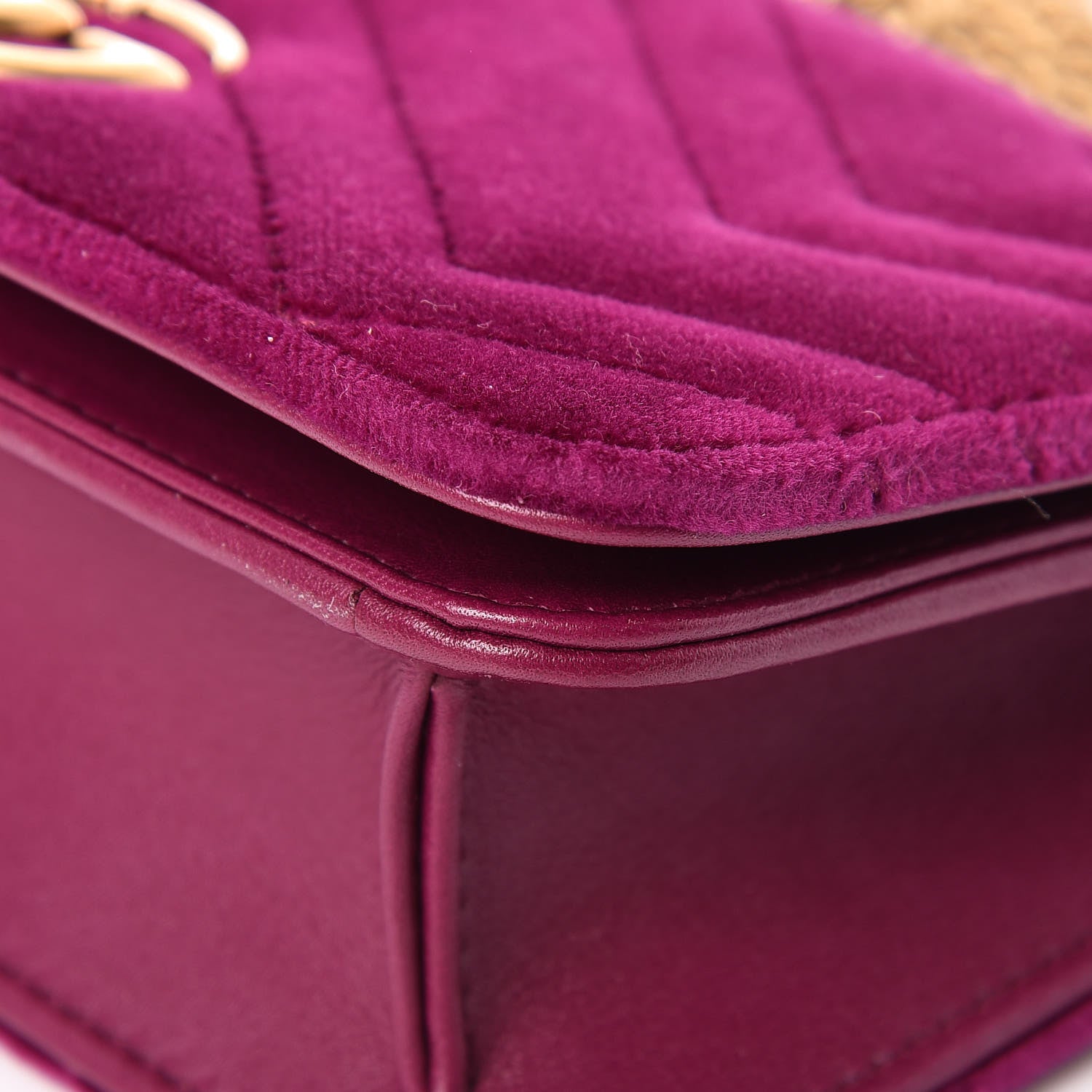 Gucci Velvet Matelasse GG Marmont Mini Bag Fuchsia Violet Cyclamen 9 of 13