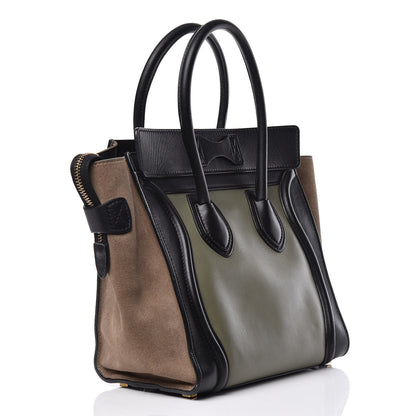 Celine Satin Calfskin Suede Micro Tri-Color Luggage Almond 3 of 15