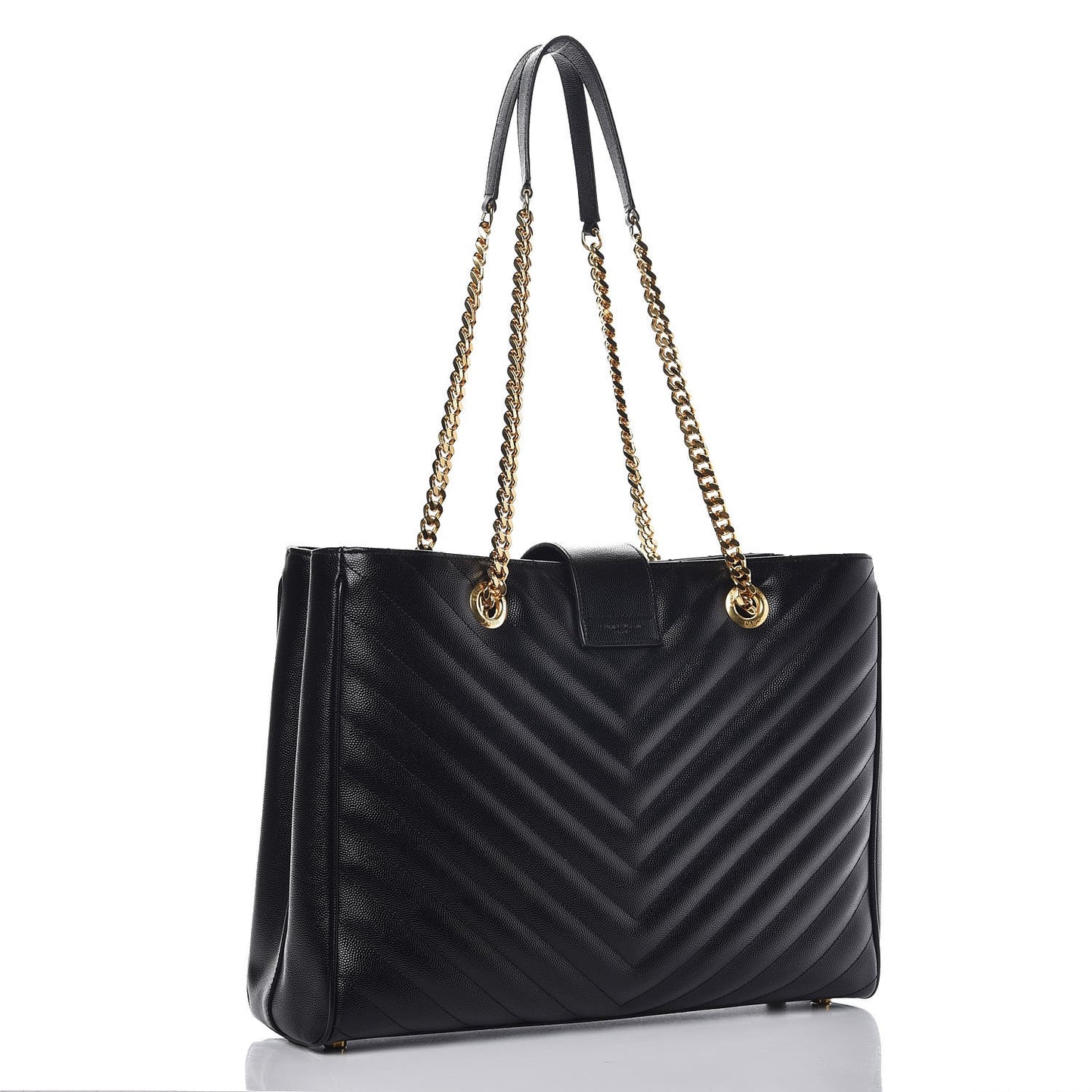 Grain De Poudre Matelasse Chevron Monogram Shopping Bag Black