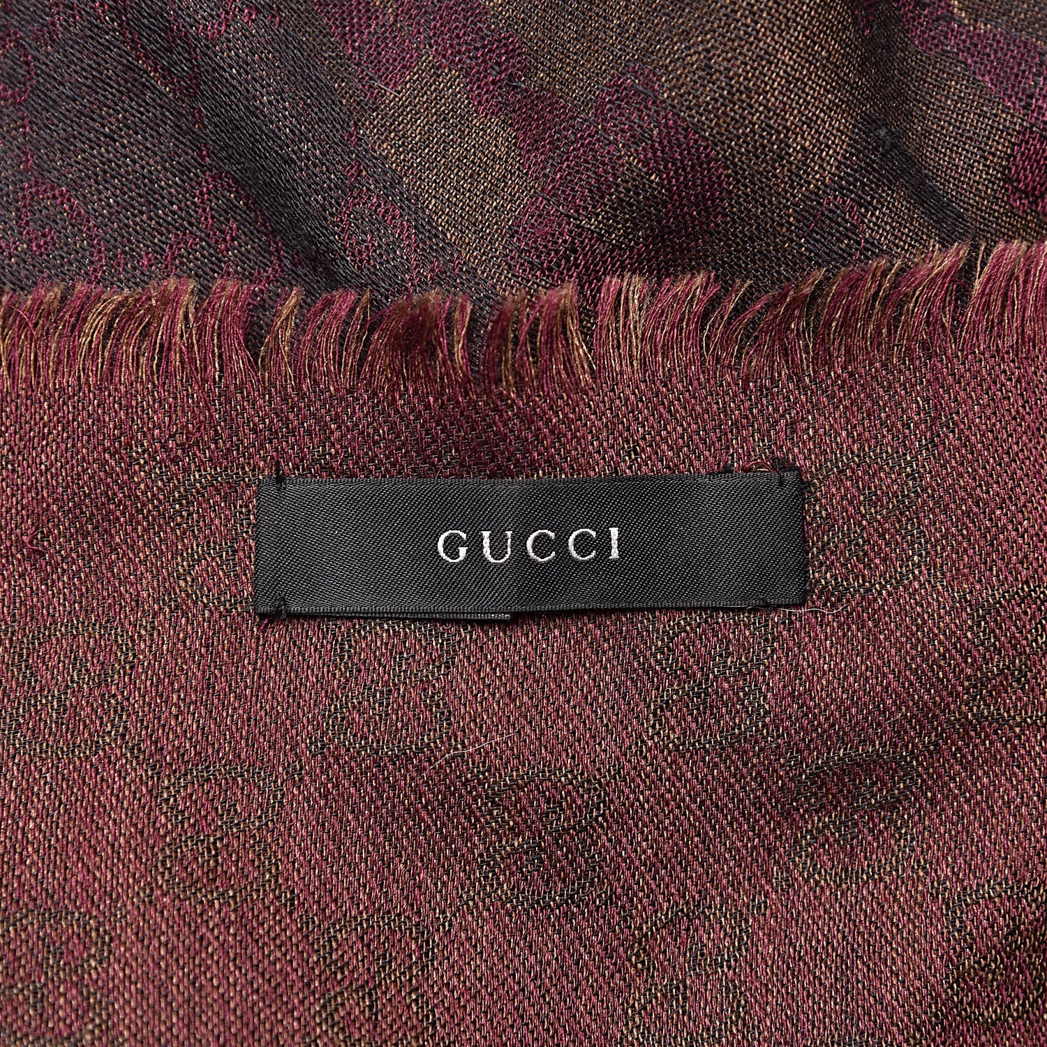 Gucci Wool Silk Monogram Fringe Scarf 4 of 4