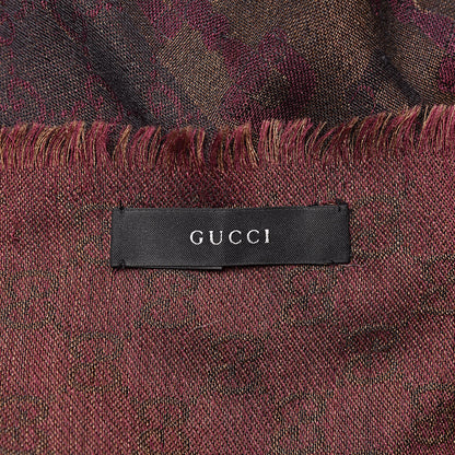 Gucci Wool Silk Monogram Fringe Scarf 4 of 4