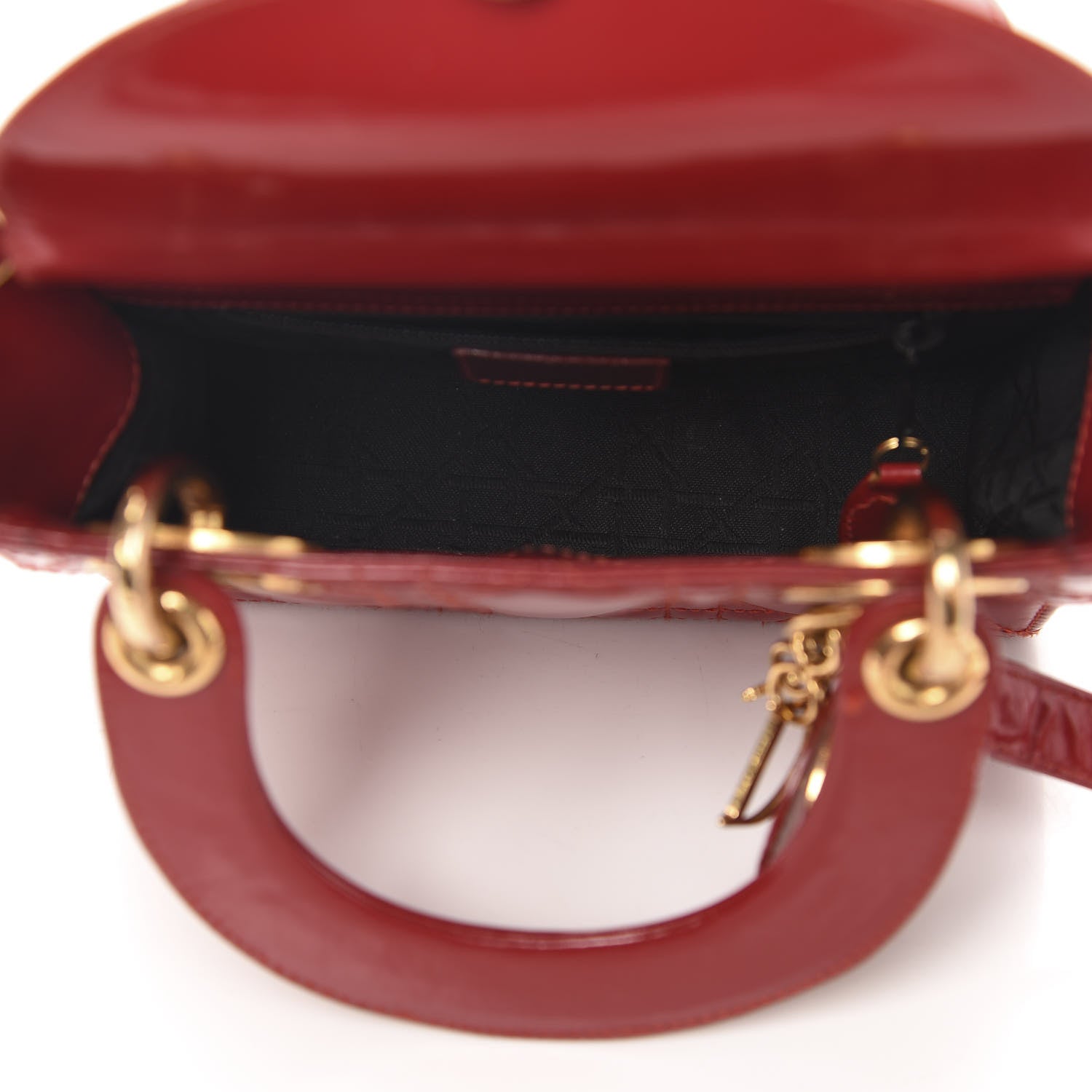 Christian Dior Patent Cannage Mini Lady Dior Red 5 of 17
