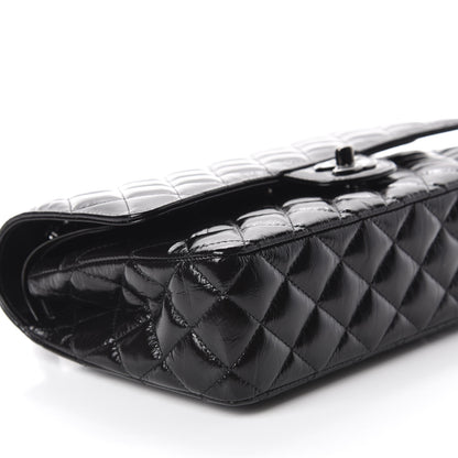 Chanel Shiny Crumpled Calfskin Quilted Medium Double Flap So Black 6 of 11