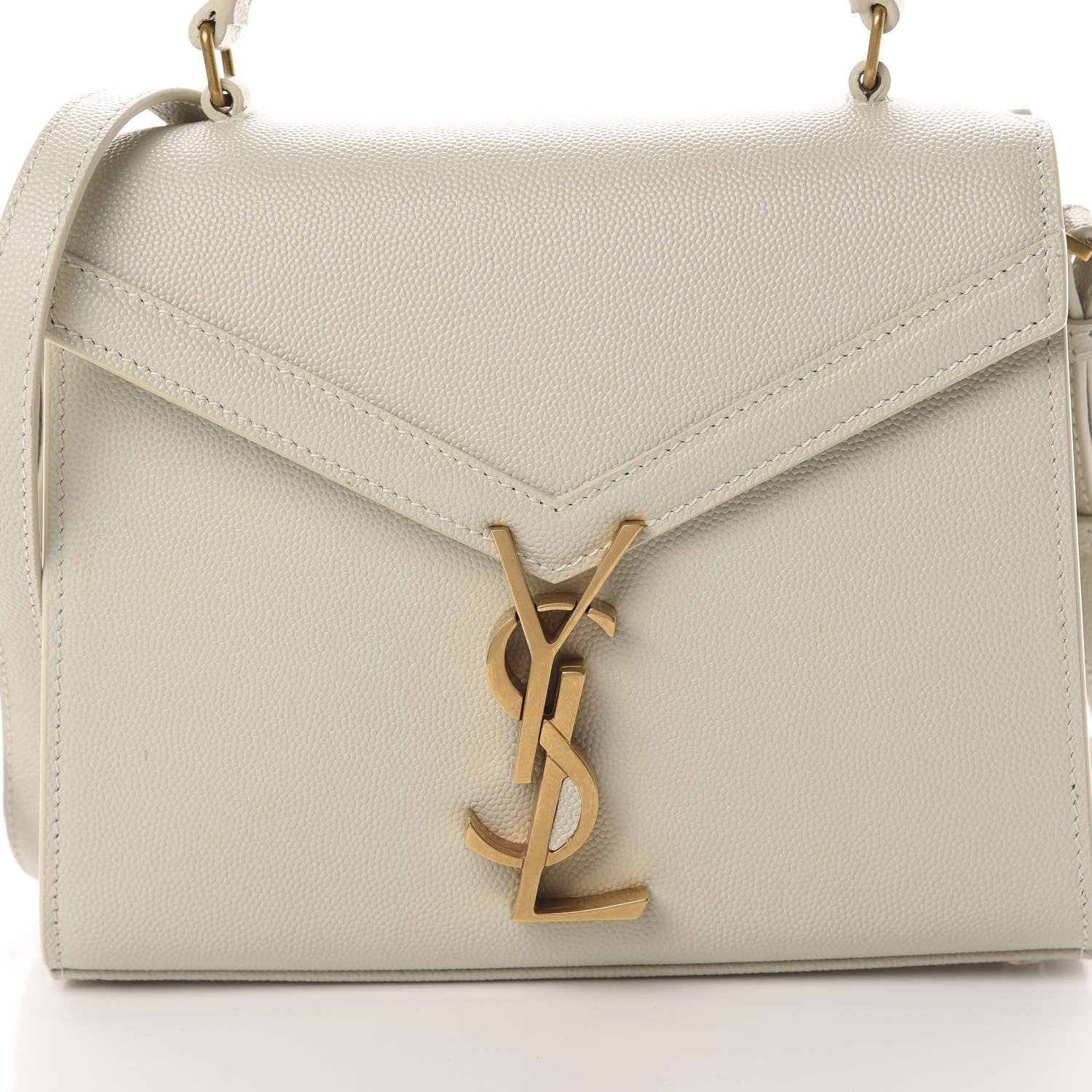Saint Laurent Grain de Poudre Mini Classic Monogram Cassandra Top Handle Crema Soft Rouge Legion 9 of 12