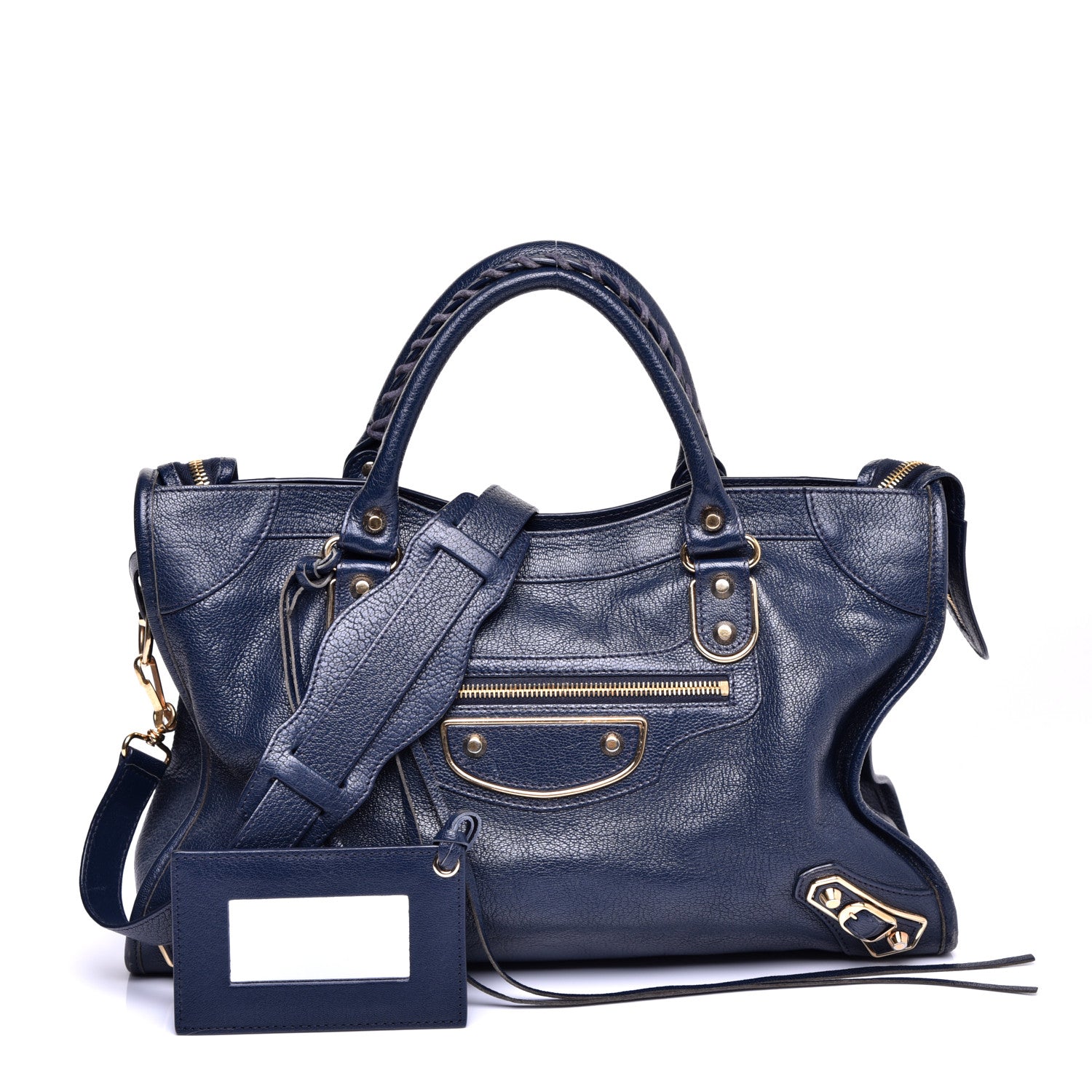 Balenciaga Chevre Gold Metallic Edge Hardware City Bleu Nuit Dark Sea 1 of 12