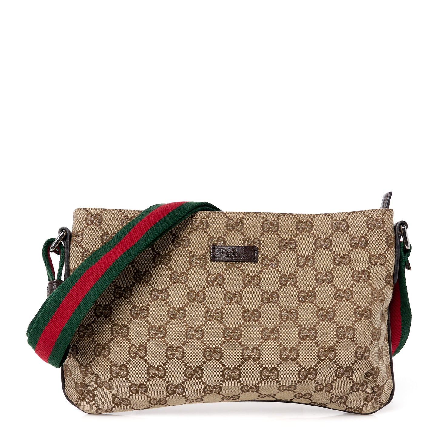 Monogram Web Small Flat Messenger Crossbody Dark Brown