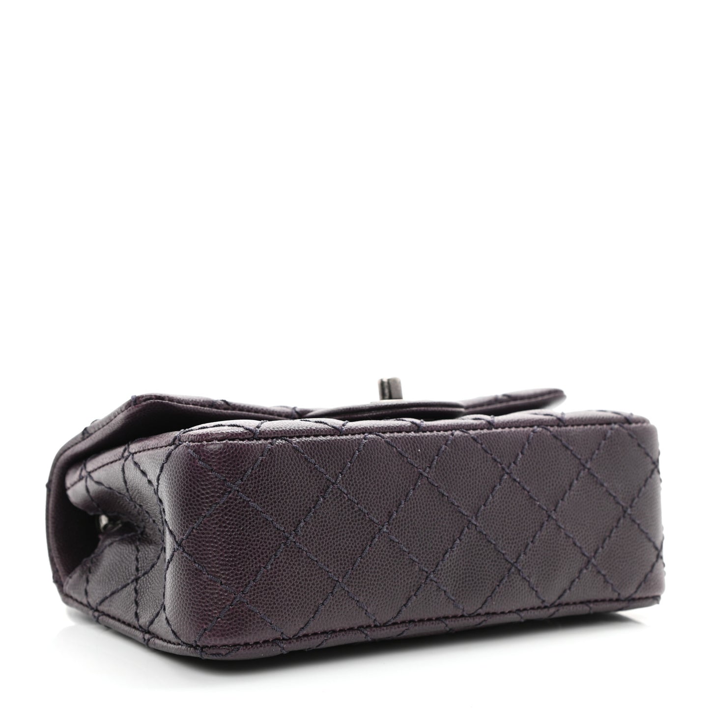 Caviar Quilted Mini Rectangular Flap Dark Purple