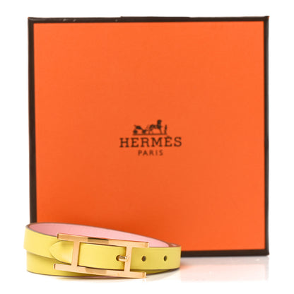 Hermes Swift Behapi Double Tour Bracelet T2 Lime Rose Sakura 5 of 5