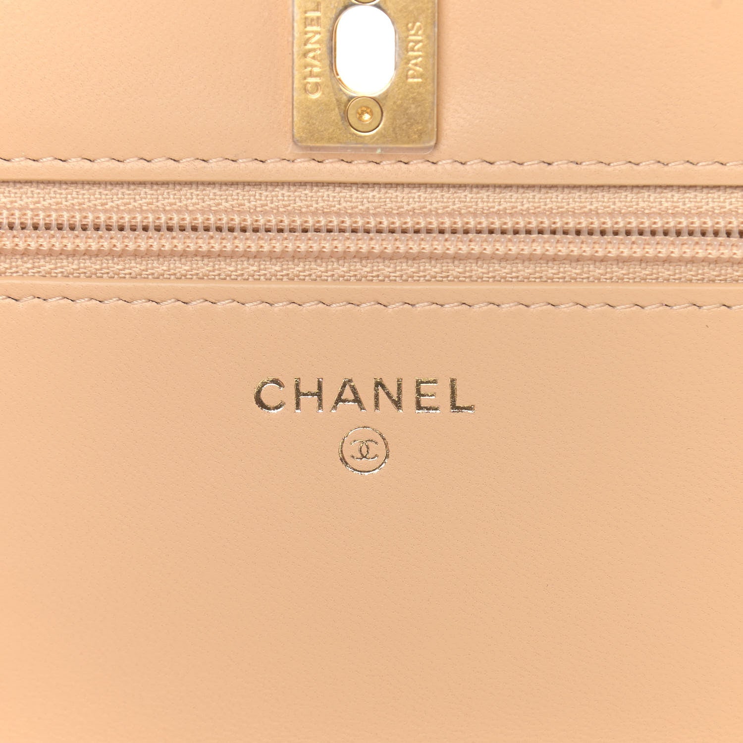 Chanel Lambskin Quilted CC Pearl Crush Wallet on Chain WOC Beige 6 of 13