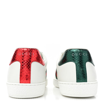 Gucci Calfskin Ayers Web Tiger Embroidered Mens Ace Sneakers 10 White Green Red 4 of 11